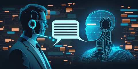 Chat bot and businessman - Generative AI