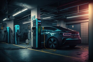 charging station in an underground car,Generative AI