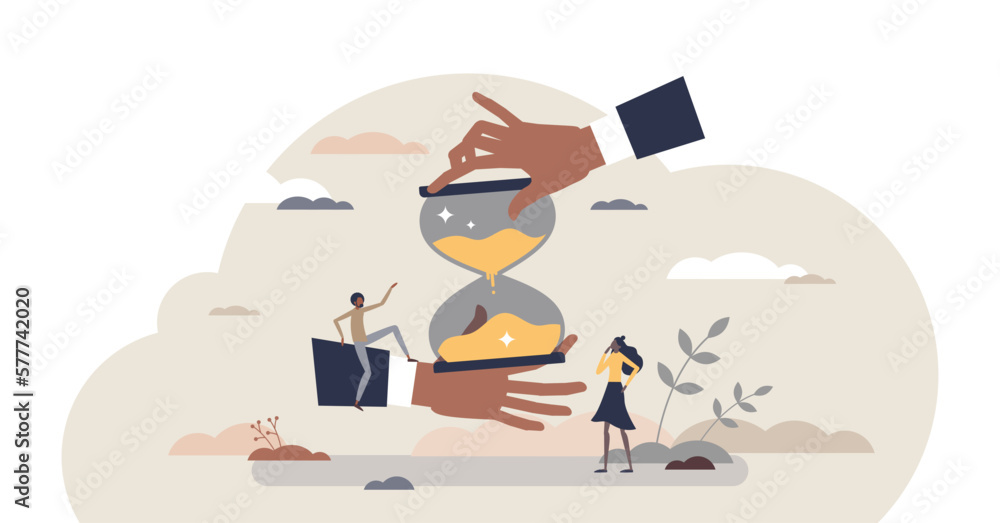 Poster time planning job and effective work flow management tiny person concept, transparent background. ta