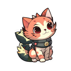 Obraz premium Sticker with a cat, isolate. Sticker in kawaii style