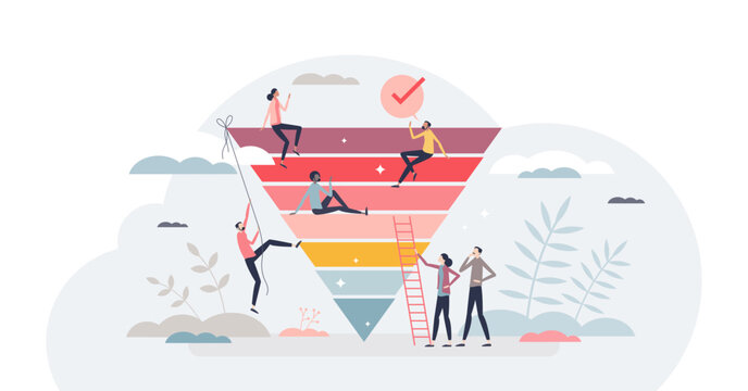 Taxonomy as science for categorization or classification tiny person concept, transparent background. Hierarchical pyramid for scientific types division illustration. Educational analysis system.