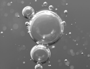 Air bubbles in water. Black and white