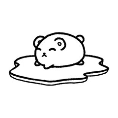 Hand-drawn Line Cute Bear with iceberg in doodle style