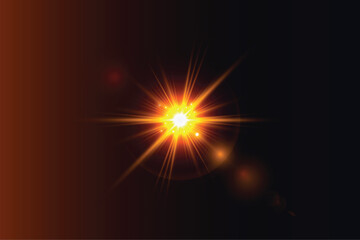 Golden transparent light lens flares streaks