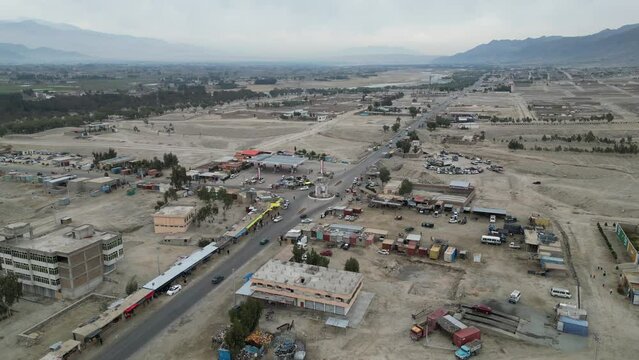 Laghman Mihtarlam city in Afghanistan, aerial video of Afghanistan