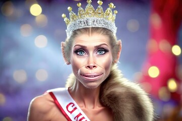Beauty queen, Miss beauty, Miss Monkey, Fail Beauty Contest, generative ai