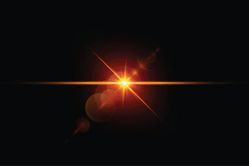 Golden transparent light lens flares streaks