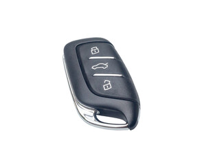Digital car key control remote with unlockable and lockable buttons isolated on white background with clipping path in png file format