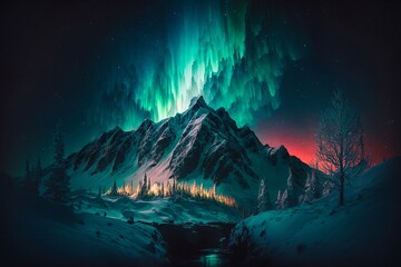 Aurora borealis. Generative AI