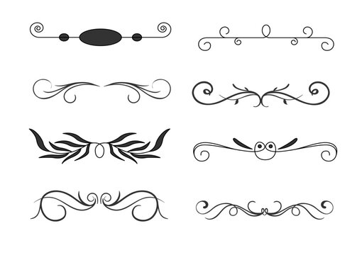 set of decorative borders in black and white colour