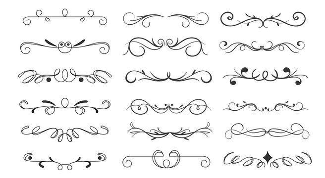 set of decorative borders in black and white colour