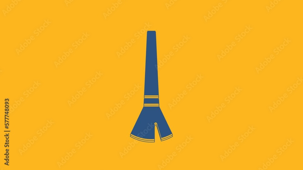 Poster blue paint brush icon isolated on orange background. 4k video motion graphic animation