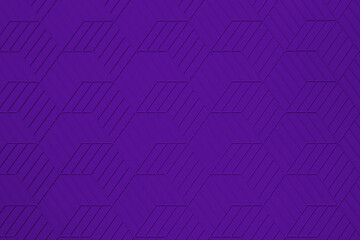 Purple, violet background, repeating hexagons with straight lines. Geometric pattern.	
