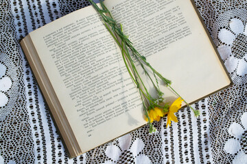 open book with flowers