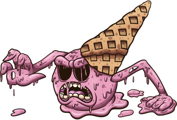 Zombie Ice Cream. Vector clip art illustration with simple gradients. All in one single layer.