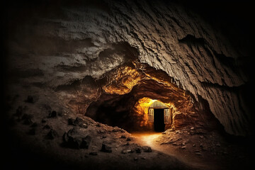Gold mine cave. Generative Ai