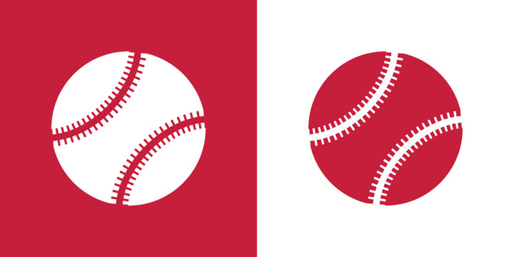 vector baseball ball in white with red stitching, circle shape..