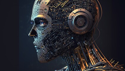 Futuristic robot created with Generative AI