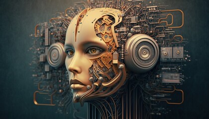 Futuristic robot created with Generative AI