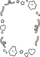 シンプルなタッチ　ファンシーでかわいい枠のイラストレーション