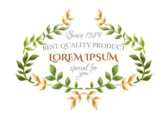 Floral decorative wreath, elegant ornament for logo, diploma, anniversary and wedding invitation and many more