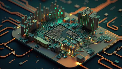 Circuit board for data analysis concept created with Generative AI