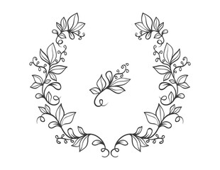 Floral decorative wreath, elegant ornament for logo, diploma, anniversary and wedding invitation and many more