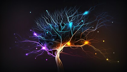 Connection of neuron net with sparks created with Generative AI