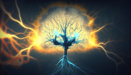 Connection of neuron net with sparks created with Generative AI