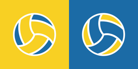 Obraz premium volleyball vector, in yellow, blue, and white.