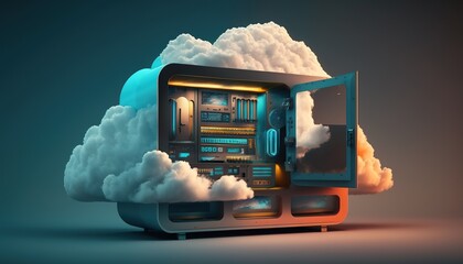 Data internet cloud storage concept created with Generative AI