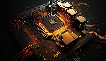 Circuit board for data analysis concept created with Generative AI