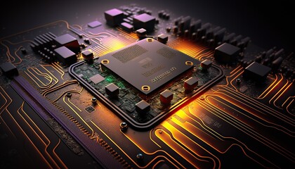 Circuit board for data analysis concept created with Generative AI