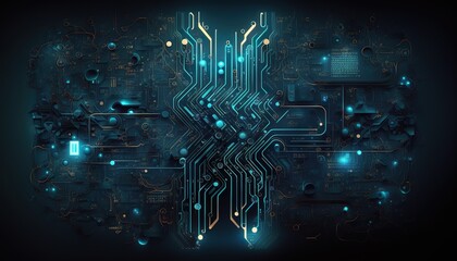 Circuit board for data analysis concept created with Generative AI