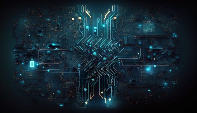 Circuit board for data analysis concept created with Generative AI