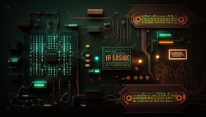Circuit board for data analysis concept created with Generative AI