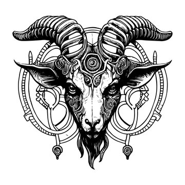 goat head logo features a bold image of a goat's head, symbolizing strength, determination, and fertility in various cultures and traditions