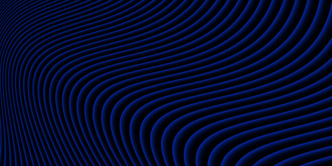 Abstract background, smooth blue lines on a black background