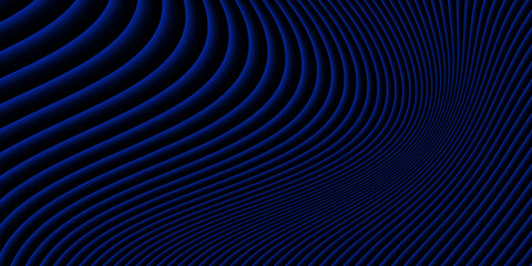 Abstract background, smooth blue lines on a black background