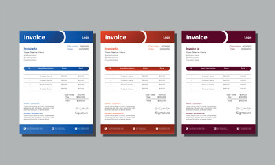 payment receipt page or invoice vector set design template