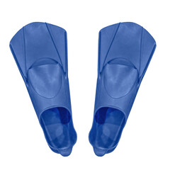 Cutout of isolated blue swimming fins with the transparent png

