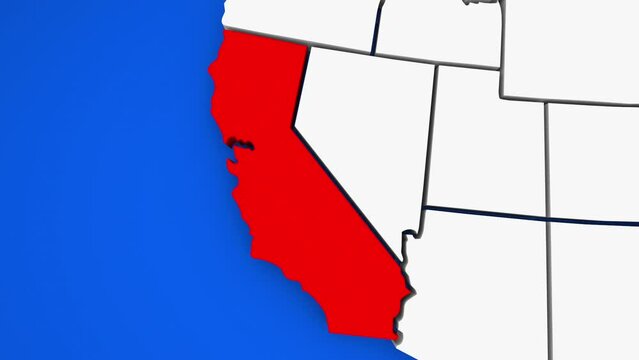 California State Map United Staes America Close Up 3d Animation