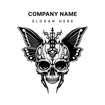 skull head in butterfly body logo is a unique and edgy design, combining the contrasting elements of death and transformation into one striking image