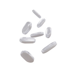 White capsules isolated on transparent background. 3d render. PNG. Tablets, medicine concept. 3D rendering, ui, ux. Pills. Health	