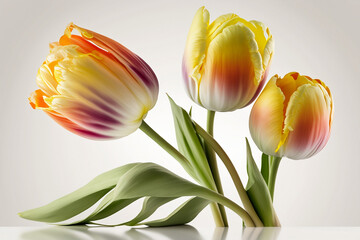 Beauty in Simplicity: Stunning Tulips Isolated on White Backgrounds for Decoration and Design.. Generative AI
