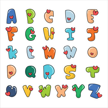 colorful love alphabet with heart 