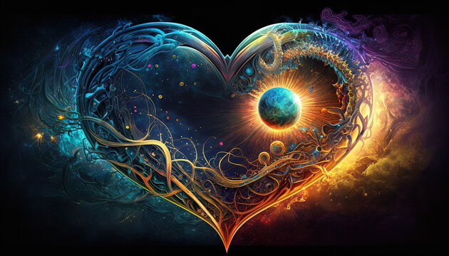 Heart home of the soul, concept, beautiful esoteric heart connected to soul and emotions, deep connection, mystical spiritual love. Generative AI.