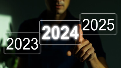 New year number 2023, 2024, 2025 on stepping