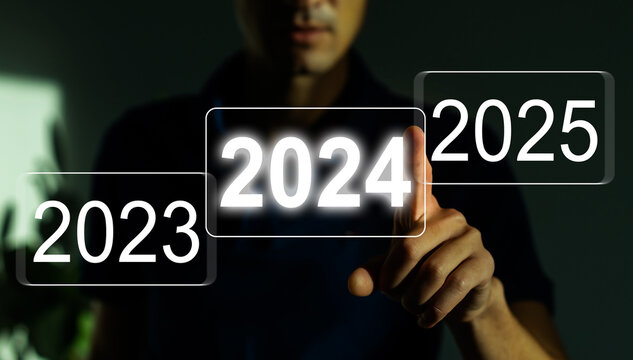 New year number 2023, 2024, 2025 on stepping