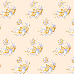 pattern for Easter Day with drawing  florals elements